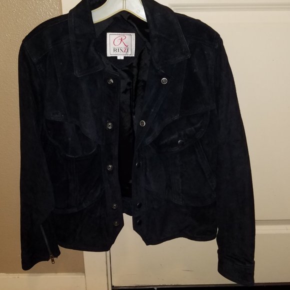 1980s INTERNATIONAL RINZI COLLECTION GENUINE SUEDE LEATHER WOMEN'S JACKET COAT - Picture 10 of 10